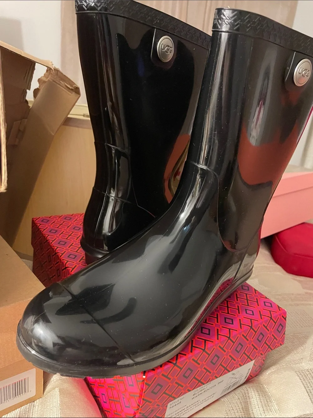 UGG Black Gloss Rain Short Boots